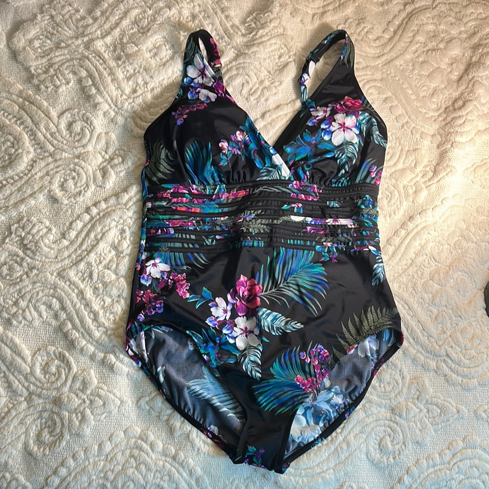Aqua Green Floral one piece Swimwear